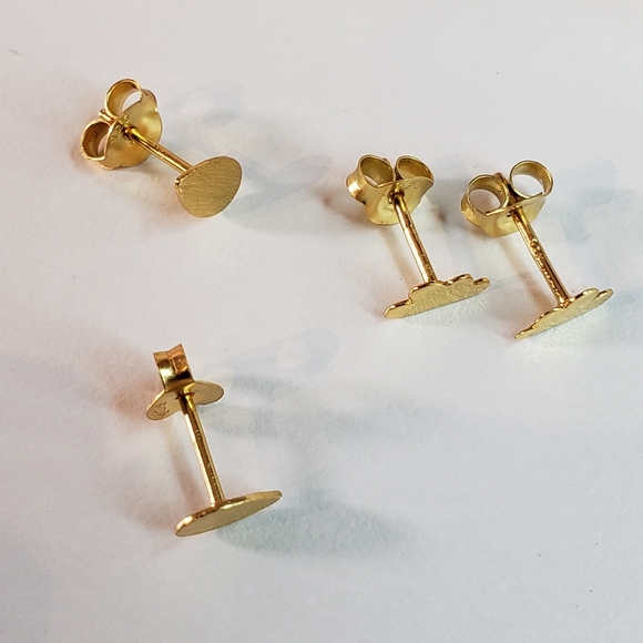 Gold Brushed Teardrop Raindrop Stud Earrings Gold Cloud Stud Earrings set - Picture 3 of 10